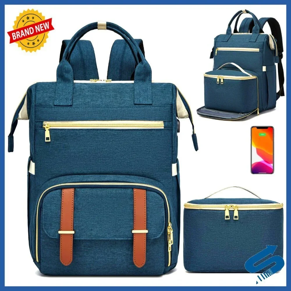 Multifunctional Laptop Backpack with Insulated Lunch Box USB Port Work Bag